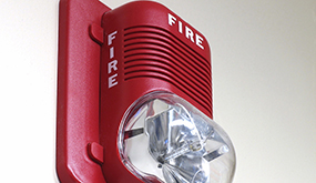 an emergency fire alarm light