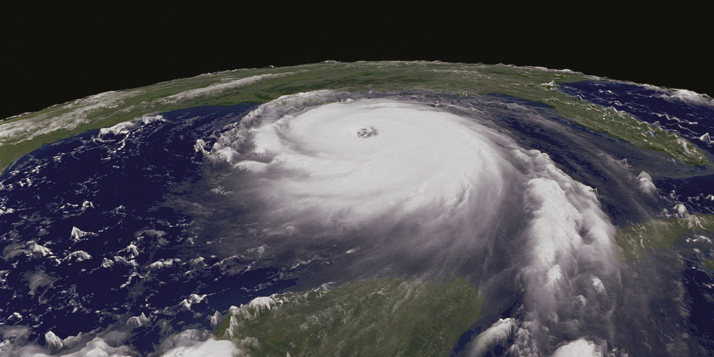 photograph of a hurricane as seen from space