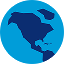globe illustration focused on north america