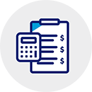 icon: finance and expenses calculator and clipboard