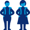 students carrying backpacks icon