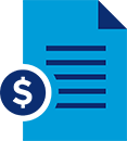 document with dollar sign blue icon
