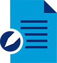 form with pen blue icon