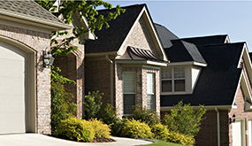 suburban houses as seen from the curb